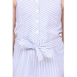 Girl's Polyester Cotton Blend Striped Sleeveless Jumpsuit (Light Blue)