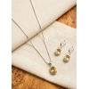 Women's Brass Silver Plated Pendant Set (Yellow)
