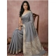 Women's Cotton Printed Saree With Unstitched Blouse 5.5Mtr (Gray)