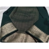 Women's Crepe Chit Pallu Solid Saree With Unstitched Blouse 5.5Mtr (Bottle Green)