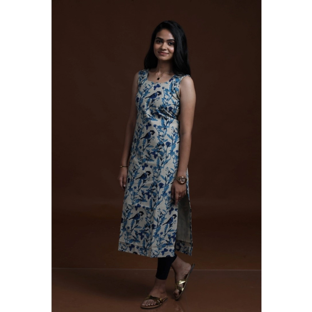 Women's Cotton Printed Kurti (Blue)