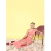 Women's Polyester Lycra Solid Sleeveless Dress (Pink)