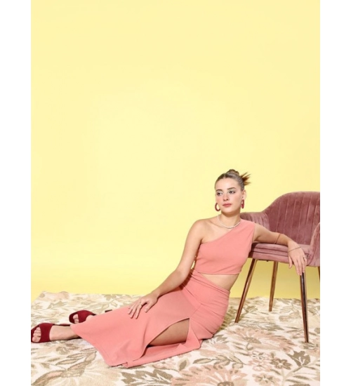 Women's Polyester Lycra Solid Sleeveless Dress (Pink) Women's Polyester Lycra Solid Sleeveless Dress (Pink)