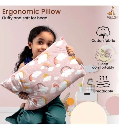 Soft Plush Printed Baby Infant Pillow for Kids Age 1 To 5 Years (Pink)