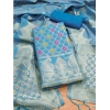 Women's Banarasi Silk Printed Unstitched Salwar Suit Material With Dupatta (Sky Blue, 3Mtrs) Women's Banarasi Silk Printed Unstitched Salwar Suit Material With Dupatta (Sky Blue, 3Mtrs)