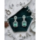 Women's Brass Silver Plated Drop Earrings (Green)