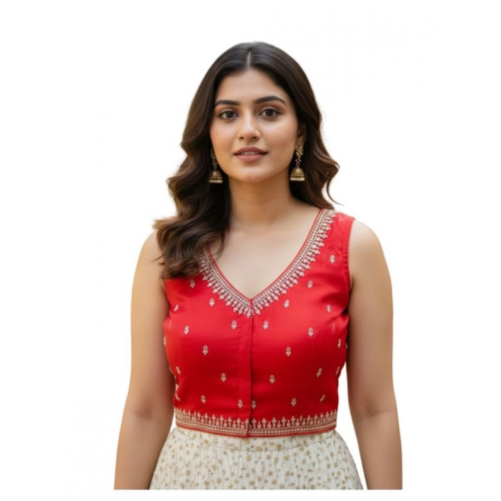 Women's Zimmi Choo Sequin Work V-Neck Padded Blouse (Red 38 Ready (Self Alterable 36–40)