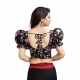 Women's Organza Printed V Neck Puff Sleeve Readymade Blouse (Black 38 , Alterable up to 42)-PID65862