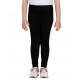 Girl's Cotton Lycra Solid Elasticated Leggings (Black)