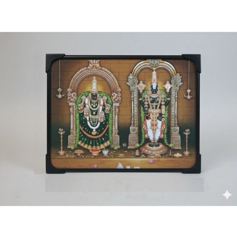 Wooden Tirupati Balaji Padmavati Venkateshwara Swamy Table Top Devotional Player (Multicolor)