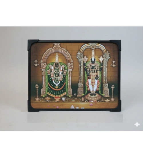 Wooden Tirupati Balaji Padmavati Venkateshwara Swamy Table Top Devotional Player (Multicolor)