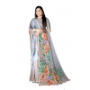Women's Georgette Floral Printed Saree With Unstitched Blouse 5.5Mtr (Grey)