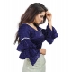 Women's Organza Solid V Neck Layered Ruffle Sleeve Readymade Blouse (Navy Free Size , up to 38–40 Bust)-PID65855 Women's Organza Solid V Neck Layered Ruffle Sleeve Readymade Blouse (Navy Free Size , up to 38–40 Bust)-PID65855