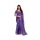 Women's Linen Cotton Printed Ready To Wear Saree With Unstitched Blouse 5.5 Mtr (Purple)