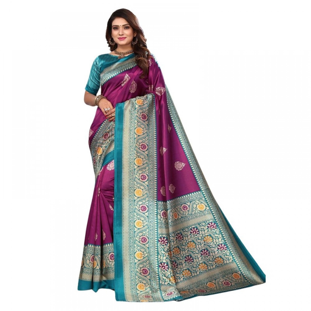 Women's Litchi silk Printed Saree With Unstitched Blouse 5-6 Mtrs (Magenta) Women's Litchi silk Printed Saree With Unstitched Blouse 5-6 Mtrs (Magenta)