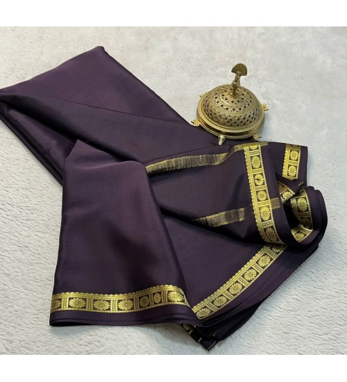 Women's Crepe Chit Pallu Solid Saree With Unstitched Blouse 5.5Mtr (Grey) Women's Crepe Chit Pallu Solid Saree With Unstitched Blouse 5.5Mtr (Grey)