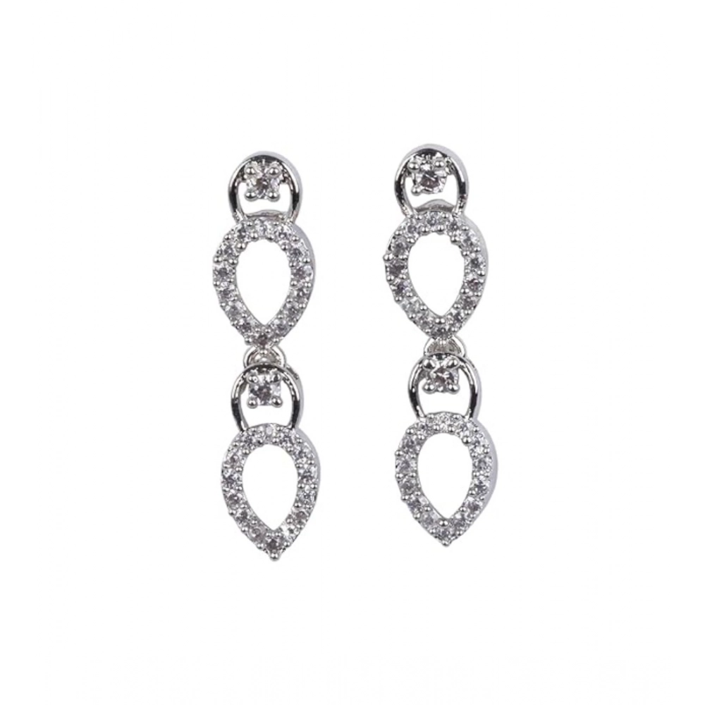 Women's Brass Silver Plated Necklace set (Silver)