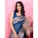 Women's Banarasi Silk Printed Saree With Unstitched Blouse 5.5Mtr (Pinch)