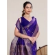 Women's Jacquard Woven Saree With Unstitched Blouse 5.5Mtr (Blue)