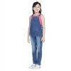 Girl's Denim Washed Buttoned Dungaree (Blue)