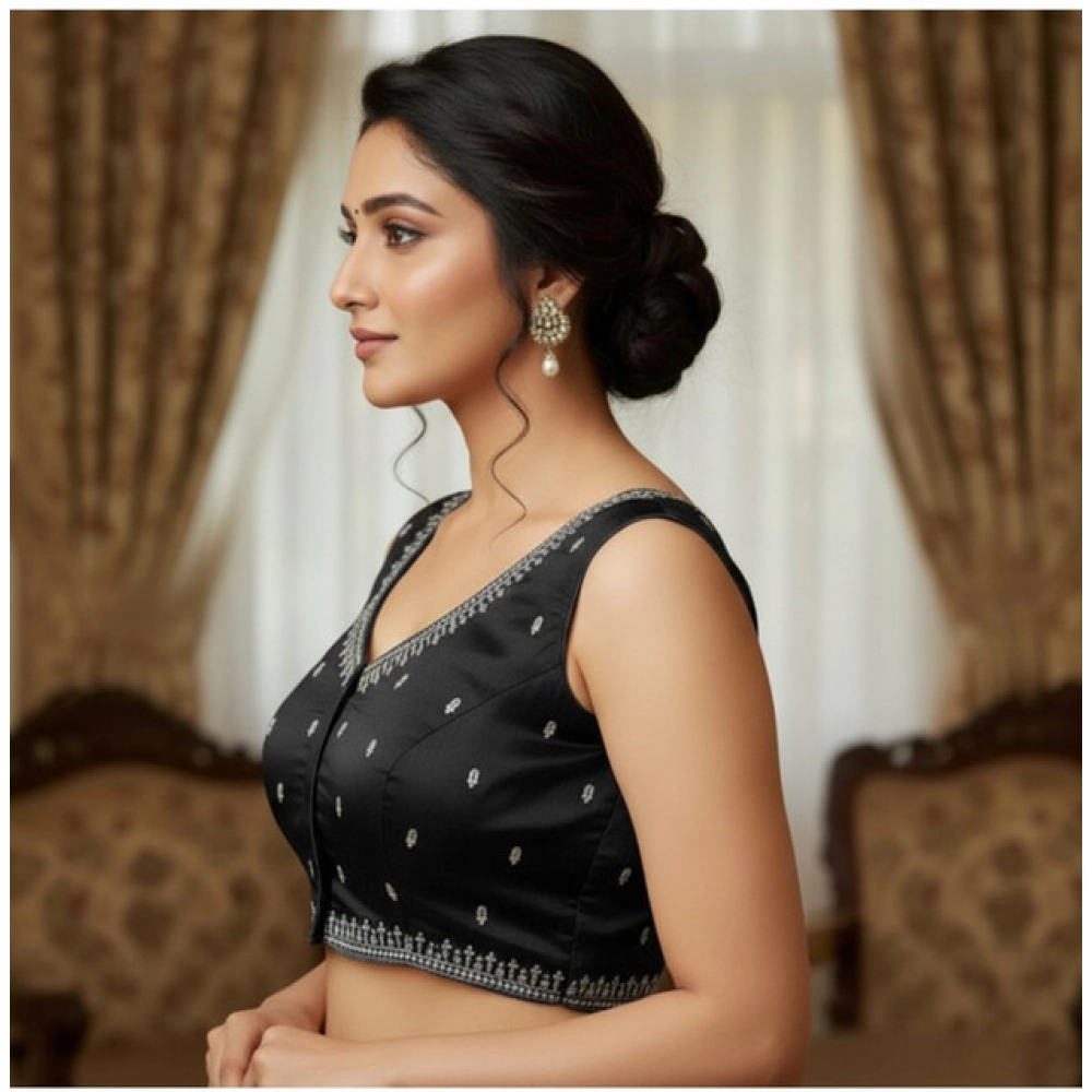 Women's Zimmi Choo Sequin Work V-Neck Padded Blouse (Black 38 Ready (Self Alterable 36–40)