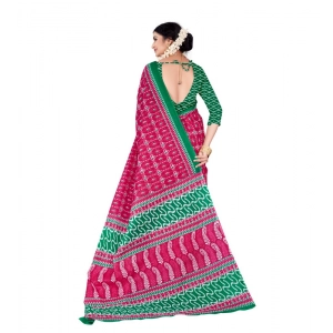 Generic Women's Soft Pure Cotton Printed Saree With Unstitched Blouse 5.5Mtr (Pink)
