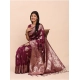 Women's Banarasi Silk Printed Saree With Unstitched Blouse 5.5Mtr (Purple) Women's Banarasi Silk Printed Saree With Unstitched Blouse 5.5Mtr (Purple)