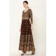 Women's Casual Rayon 3-4th Sleeves Anarkali Kurti (Brown)