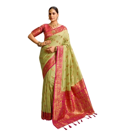 Women's Silk Blend Booti Work Ready to wear Saree With Unstitched Blouse 5.5Mtr (Green) Women's Silk Blend Booti Work Ready to wear Saree With Unstitched Blouse 5.5Mtr (Green)