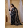 Women's Georgette Printed Saree With Unstitched Blouse 5.5Mtr (Black) Women's Georgette Printed Saree With Unstitched Blouse 5.5Mtr (Black)