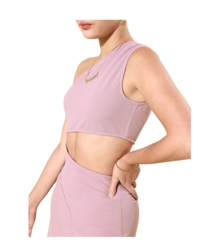 Women's Polyester Lycra Solid Sleeveless Dress (Lavender)