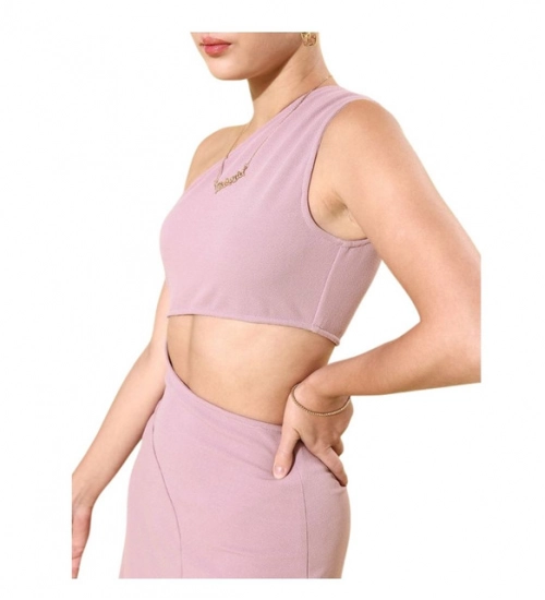 Women's Polyester Lycra Solid Sleeveless Dress (Lavender)