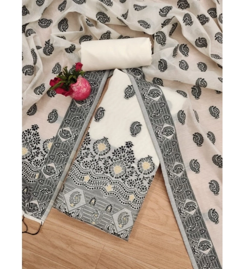 Women's Banarasi Silk Printed Unstitched Salwar Suit Material With Dupatta (Black, 3Mtrs) Women's Banarasi Silk Printed Unstitched Salwar Suit Material With Dupatta (Black, 3Mtrs)