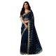 Women's Net Sequence Saree With Unstitched Blouse 5.5Mtr (Blue)