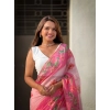 Women's Linen Printed Saree With Unstitched Blouse 5.5Mtr (Pink) Women's Linen Printed Saree With Unstitched Blouse 5.5Mtr (Pink)