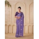 Women's Digital Printed  Georgette Saree With Unstitched Blouse (Lavendar, 5-6 Mtrs)