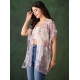 Women's Chiffon Printed Short Sleeves Shrug (White - Purple) Women's Chiffon Printed Short Sleeves Shrug (White - Purple)