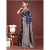 Women's Banarasi Silk Printed Saree With Unstitched Blouse 5.5Mtr (Navy Blue) Women's Banarasi Silk Printed Saree With Unstitched Blouse 5.5Mtr (Navy Blue)