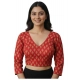 Women's Ajrakh Cotton Printed Halter Neck Padded Blouse (Red 38 Ready (Self Alterable 36–40)