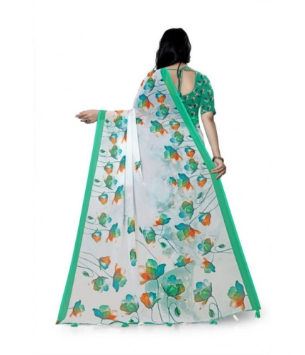 Women's Georgette Floral Printed Saree With Unstitched Blouse 5.5Mtr (Green) Women's Georgette Floral Printed Saree With Unstitched Blouse 5.5Mtr (Green)