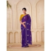 Dropship Women's Digital Printed  Georgette Saree With Unstitched Blouse (Purple, 5-6 Mtrs)