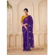 Women's Digital Printed  Georgette Saree With Unstitched Blouse (Purple, 5-6 Mtrs)