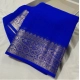 Women's Crepe Chit Pallu Solid Saree With Unstitched Blouse 5.5Mtr (Navy Blue)