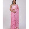 Women's Linen Printed Saree With Unstitched Blouse 5.5Mtr (Pink) Women's Linen Printed Saree With Unstitched Blouse 5.5Mtr (Pink)