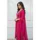 Women's Georgette Ethnic Motif Round 3/4th Sleeve Kurti With Pant Dupatta Set (Pink) Women's Georgette Ethnic Motif Round 3/4th Sleeve Kurti With Pant Dupatta Set (Pink)