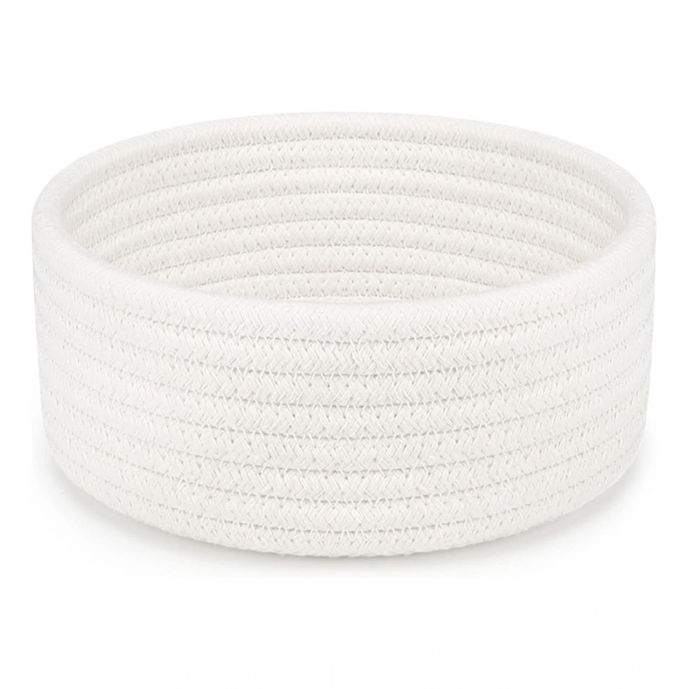 Cotton 8x3 Inch Round 1 Pcs Bedside Organizer (White)