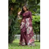 Women's Faux_Tussar Floral Saree With Unstitched Blouse 5.5Mtr (Purple) Women's Faux_Tussar Floral Saree With Unstitched Blouse 5.5Mtr (Purple)