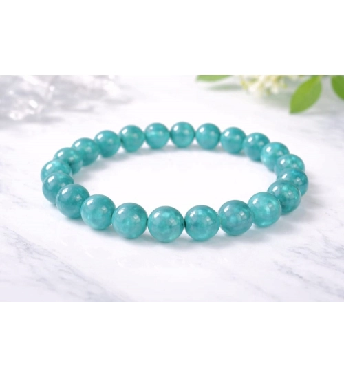 Natural Crystal 8mm Amazonite Bracelet (Teal Green)