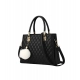 Women's PU Leather Solid Shoulder Zipper Handbag (Black)