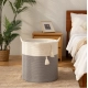 Cotton 12x14 Inch- 1 Pcs Storage Basket For Clothes (Gray-White)